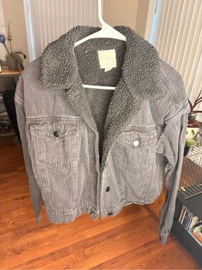 Black Sherpa-Lined Denim Jacket